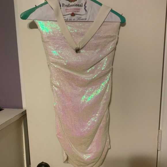 Nicole Miller White Sequin Mini Dress - Picture 3 of 4